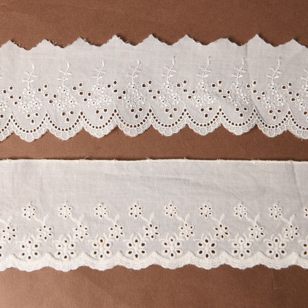 Tira bordada, encaje bordado encaje de algodón tela bordada tricot